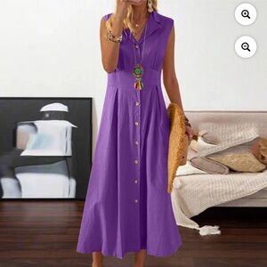 Sleeveless Button-Front Dress Sz XL New Amazon